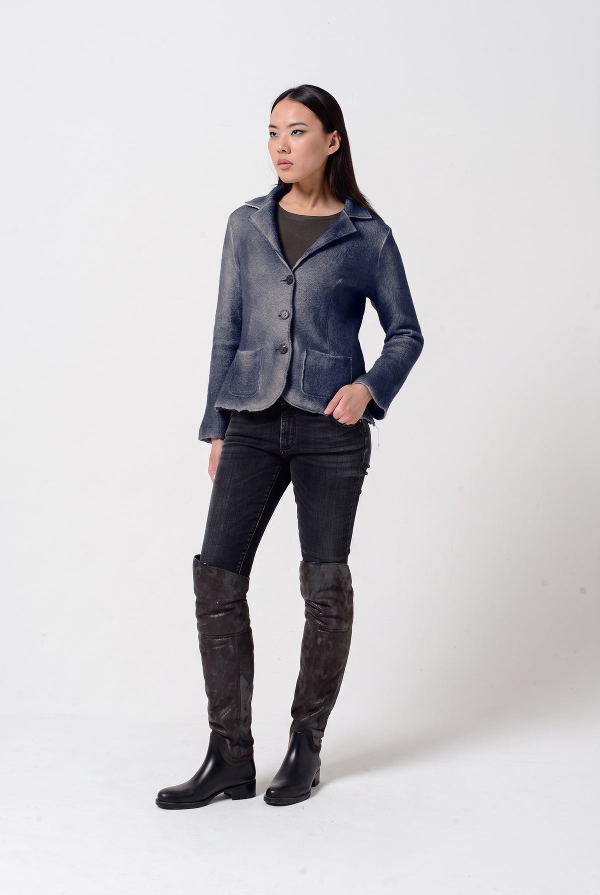 Evie Blazer Spray Art - Navy