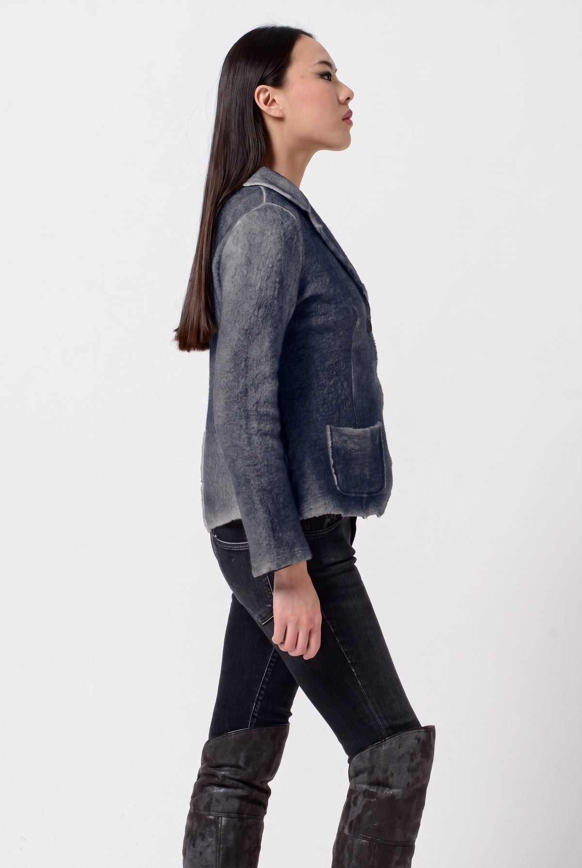 Evie Blazer Spray Art - Navy