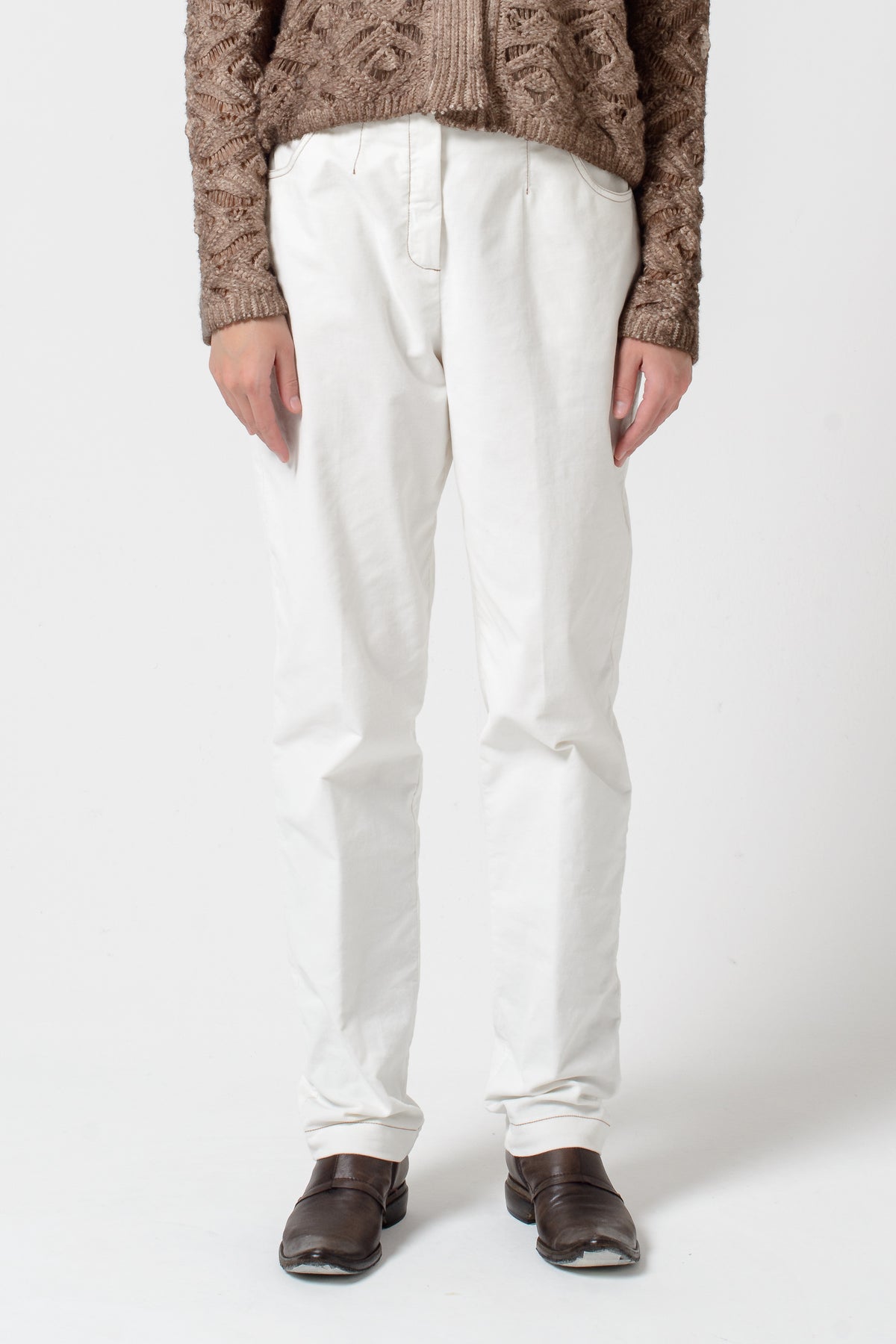 Frida Cotton Velvet Pants - White