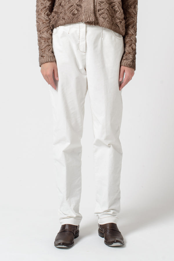 Frida Cotton Velvet Pants - White