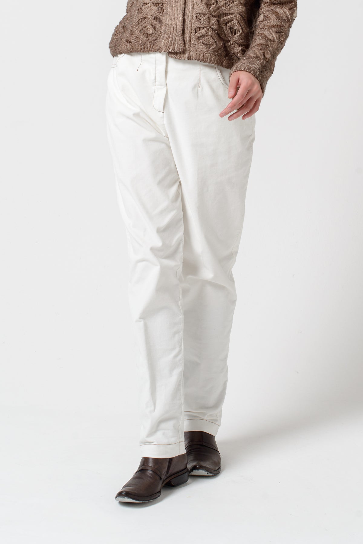 Frida Cotton Velvet Pants - White