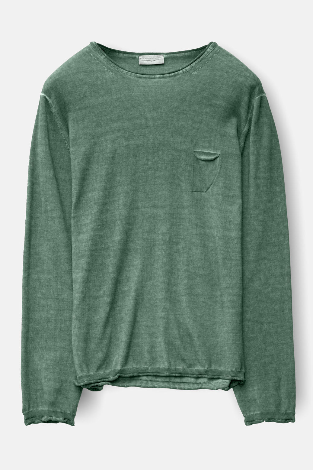 Rolled Hems Cotton Sweater - Juniper
