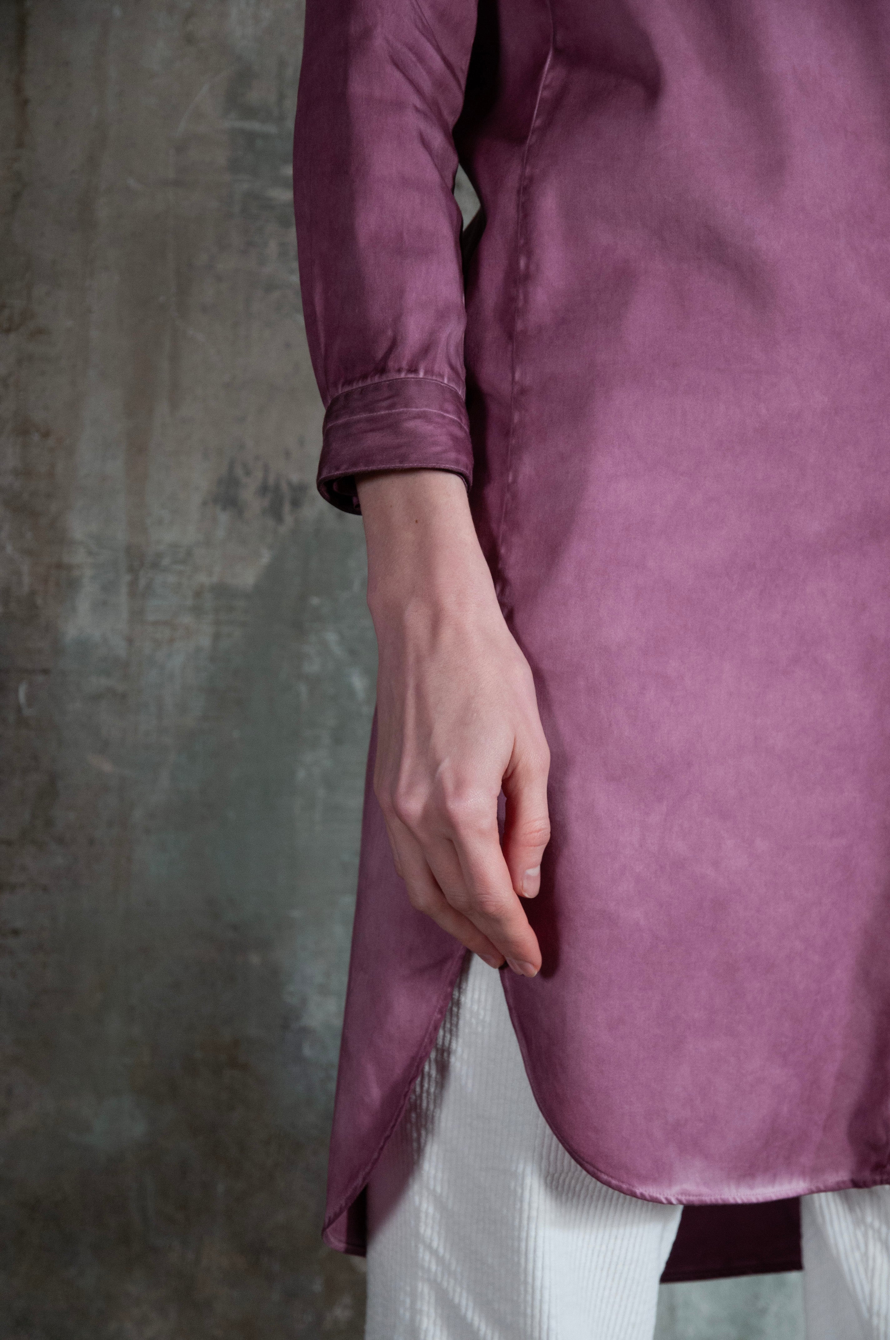 Madison Stretchy Satin Shirtdress - Vino