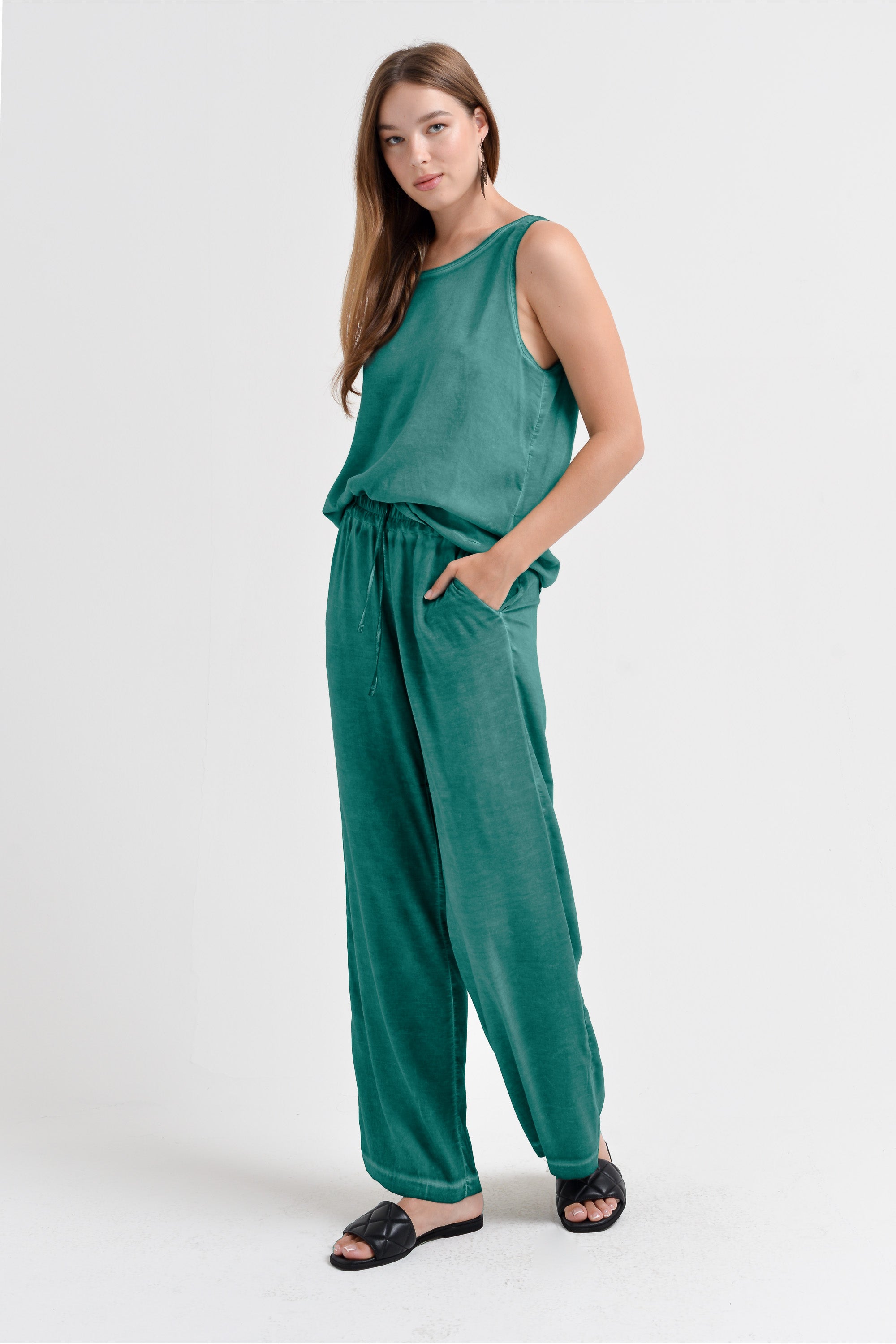 Billow Viscose Slacks - Bahama