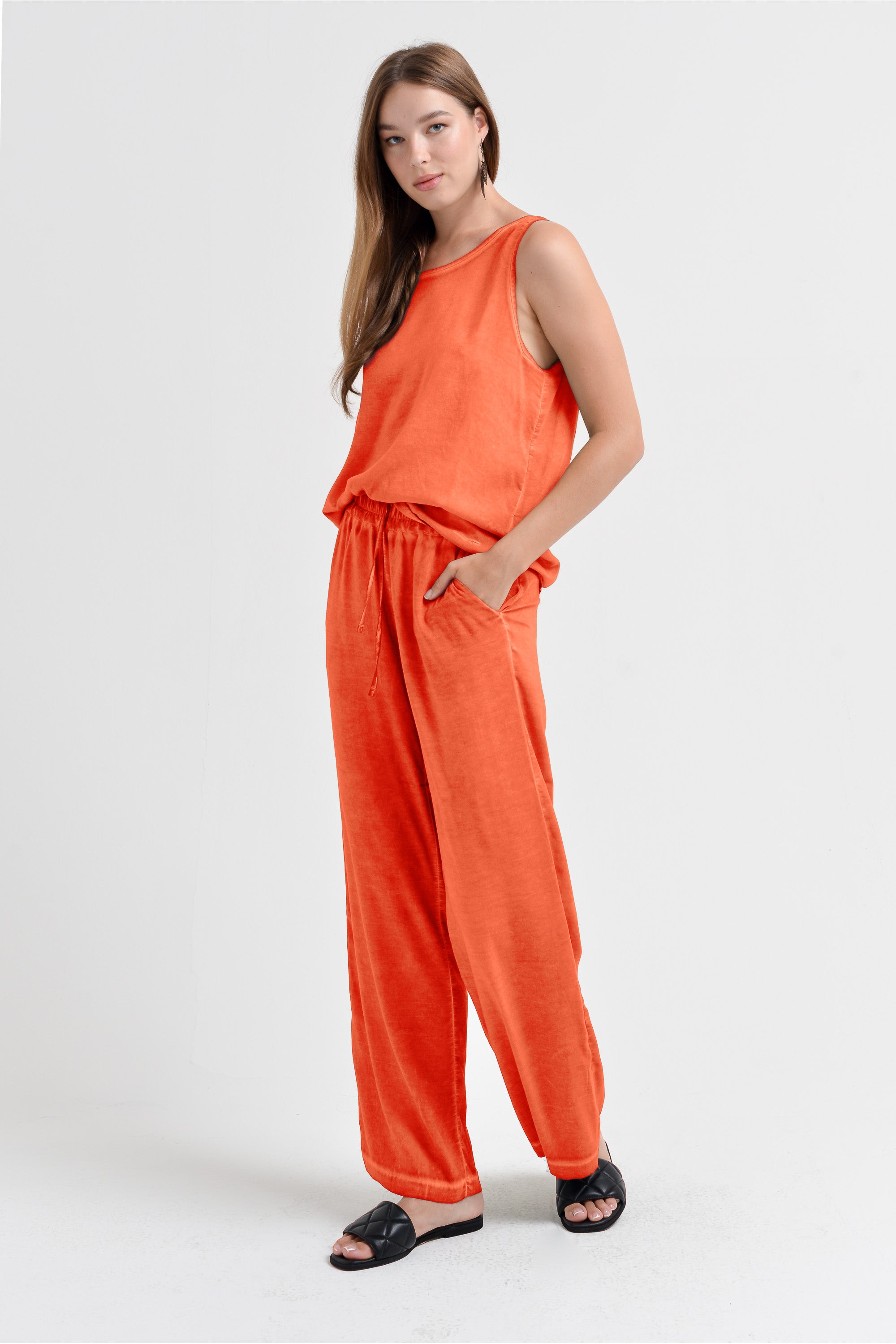 Billow Viscose Slacks - Papaya