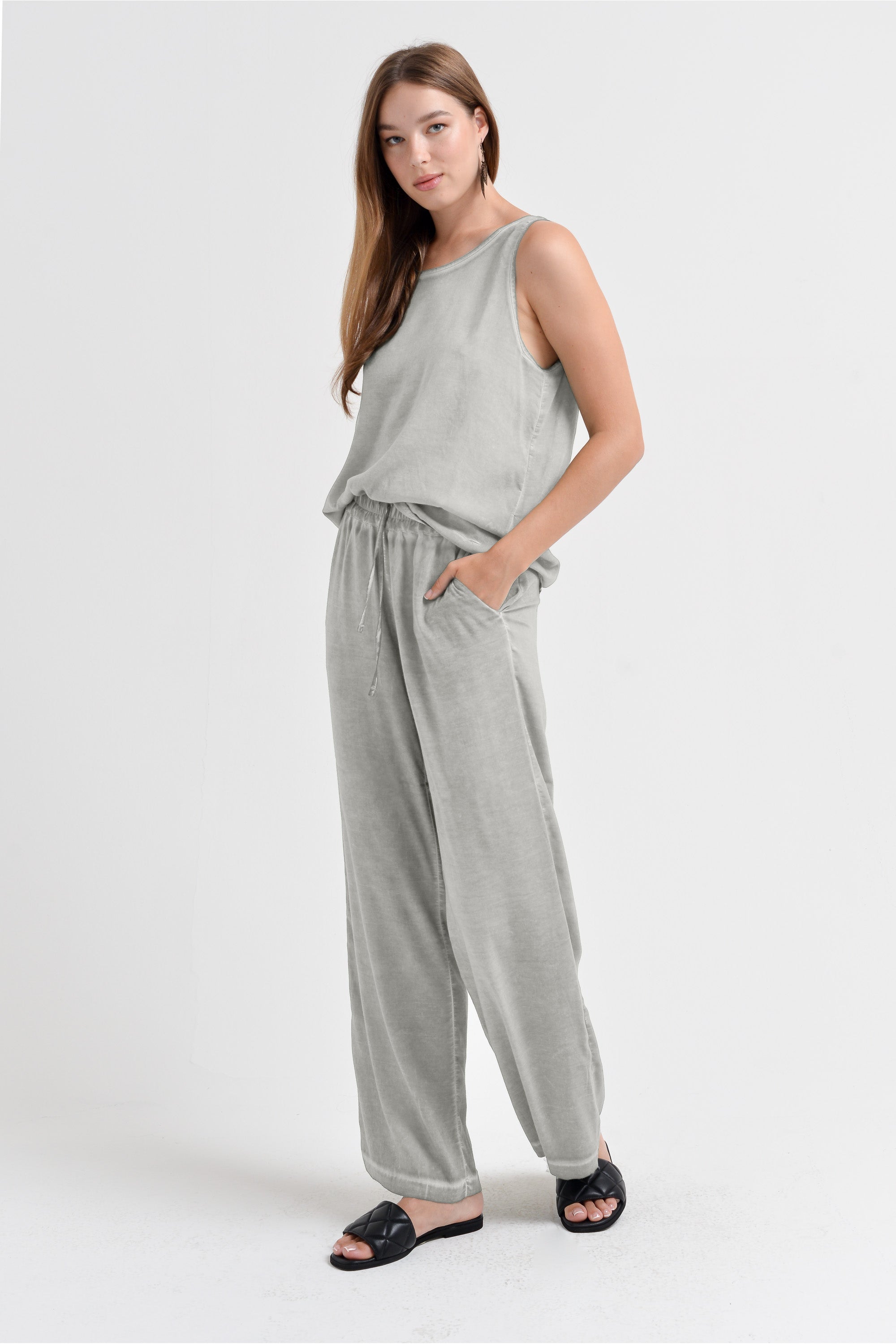 Billow Viscose Slacks - Platino