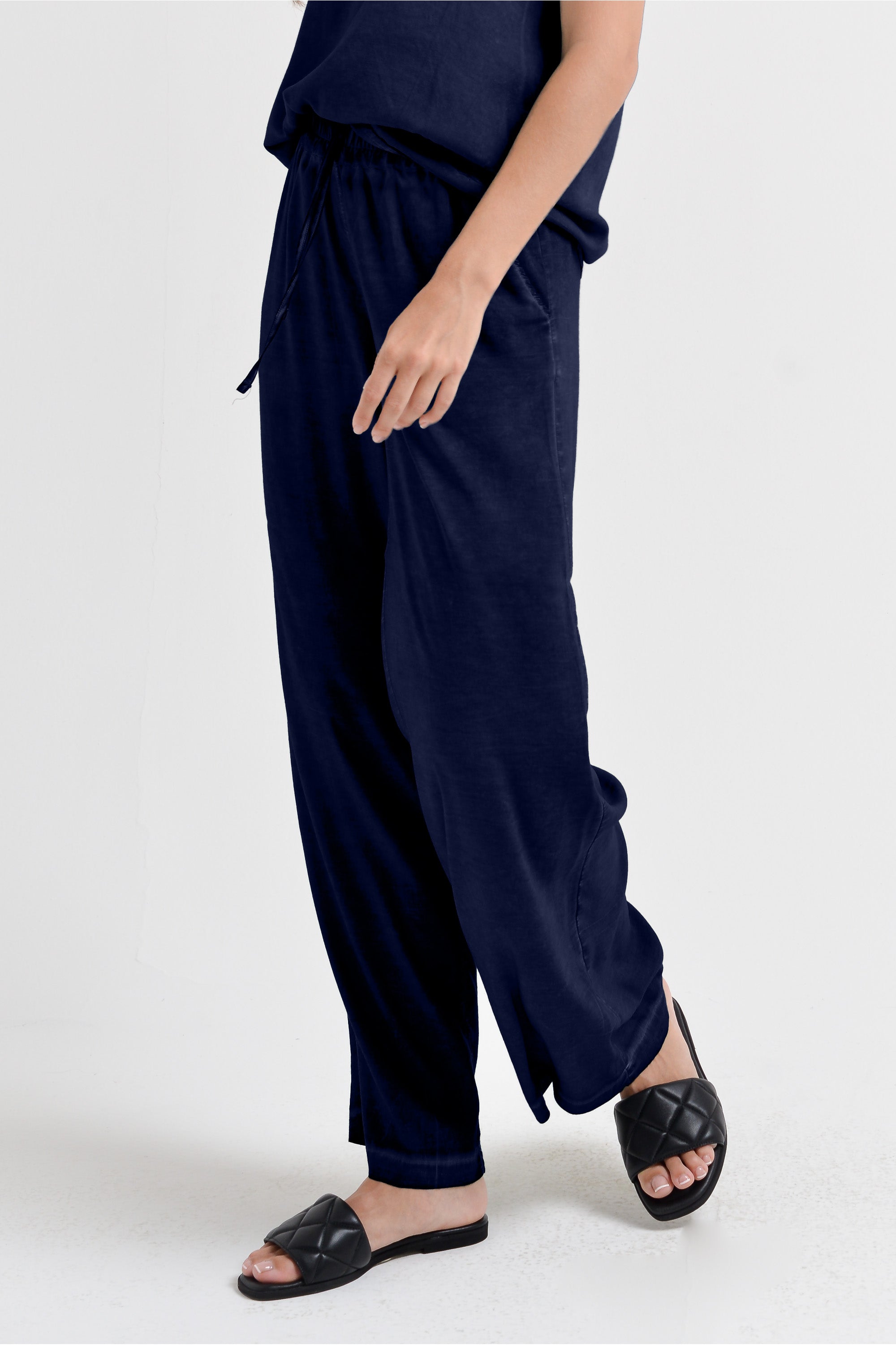 Pantalone Largo Viscosa - Navy