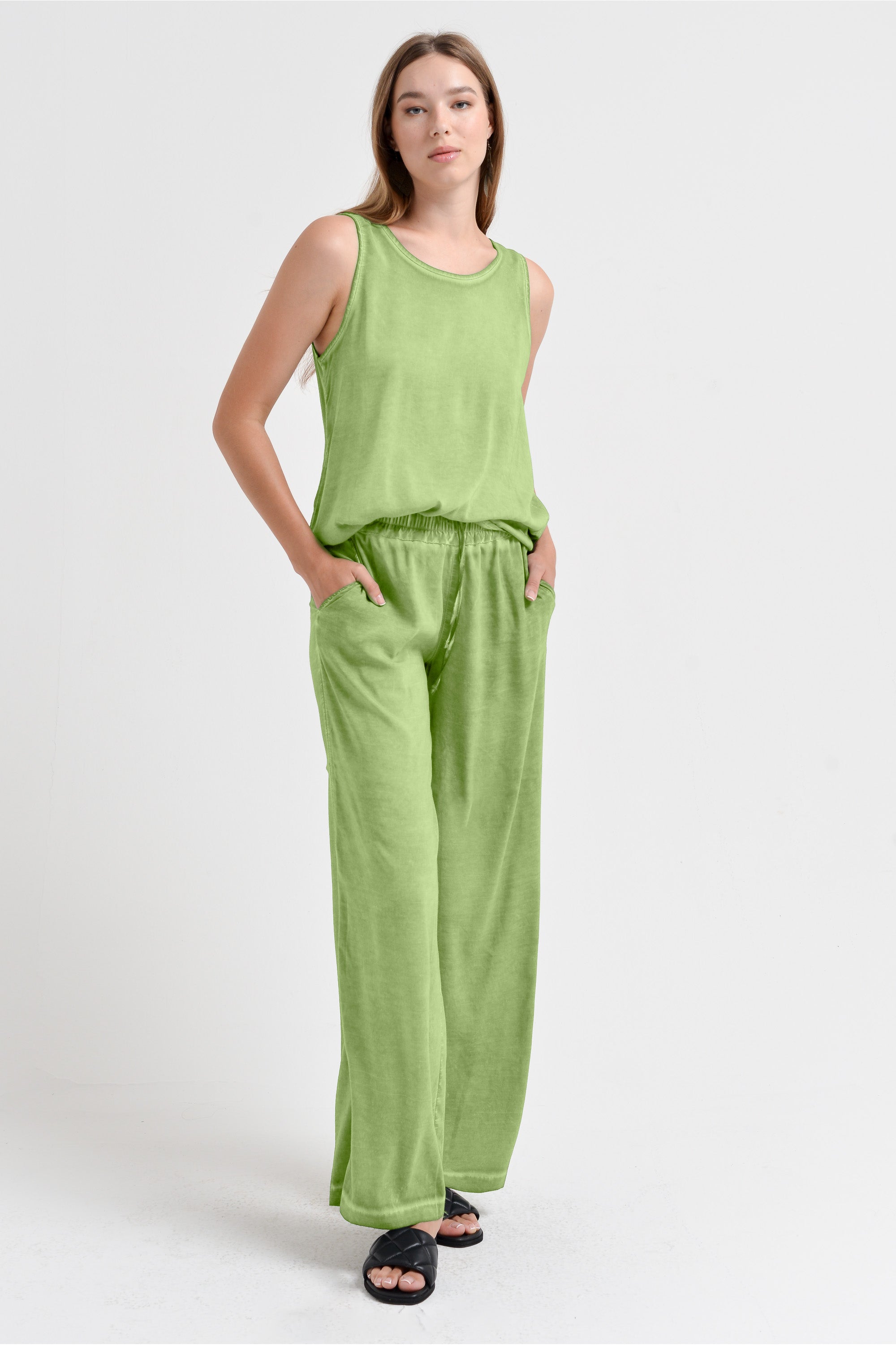 Billow Viscose Slacks - Kiwi