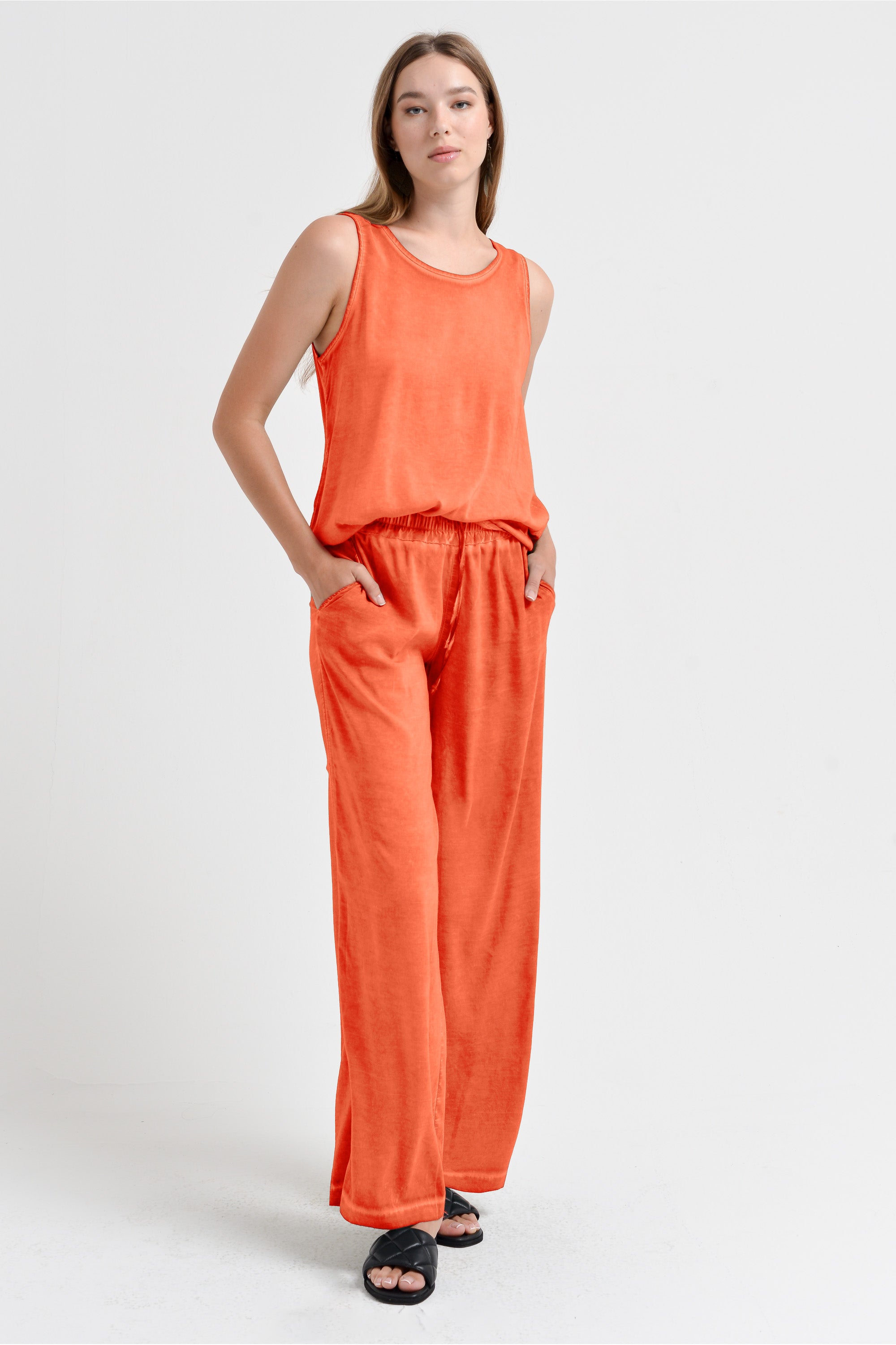 Billow Viscose Slacks - Papaya