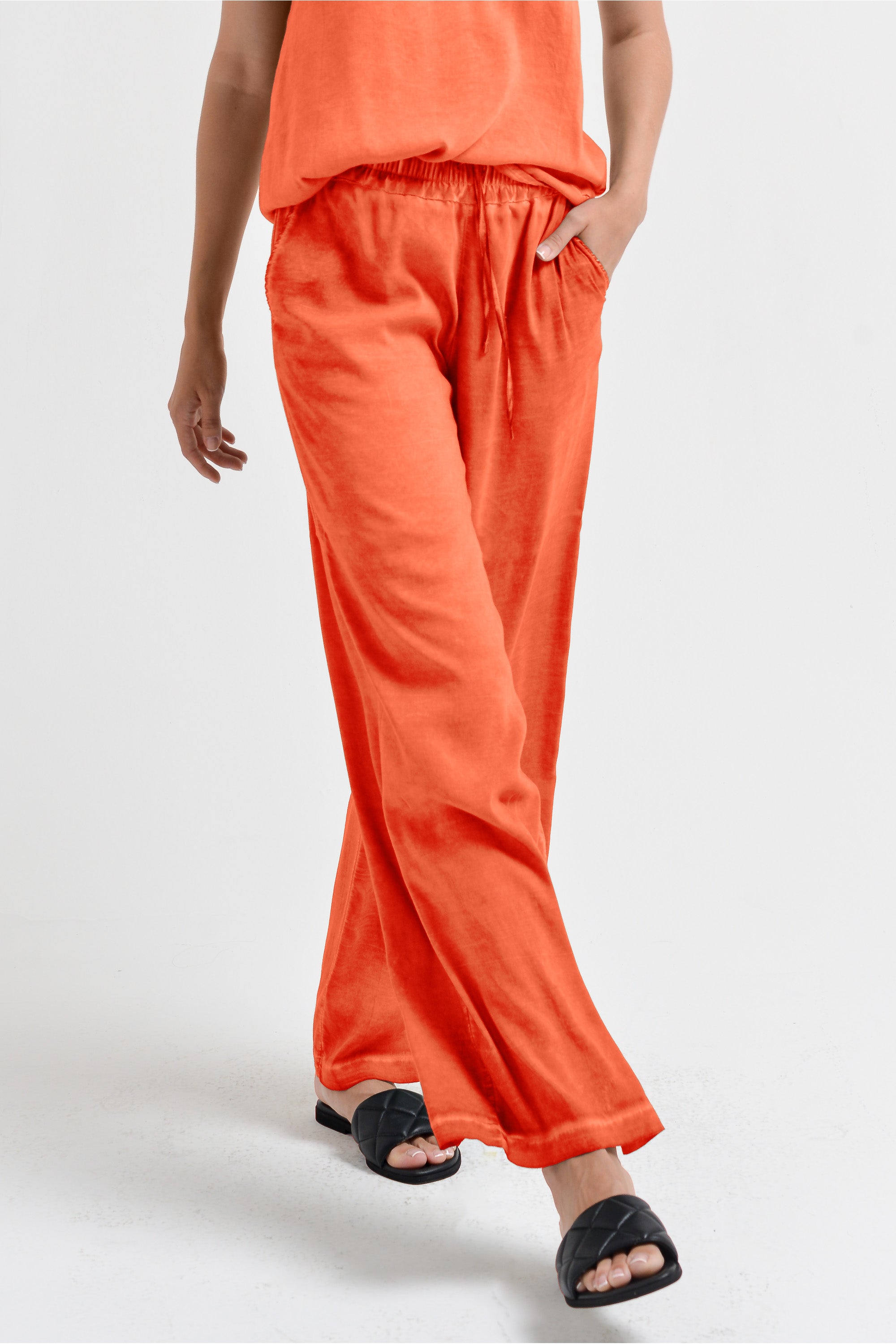Billow Viscose Slacks - Papaya