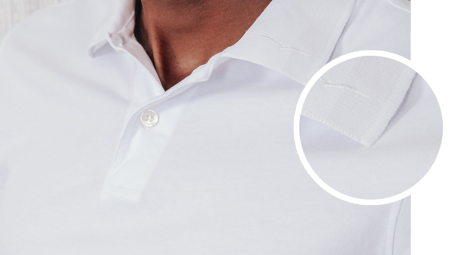 Close up of a polo shirt made of 100% cotton jersey