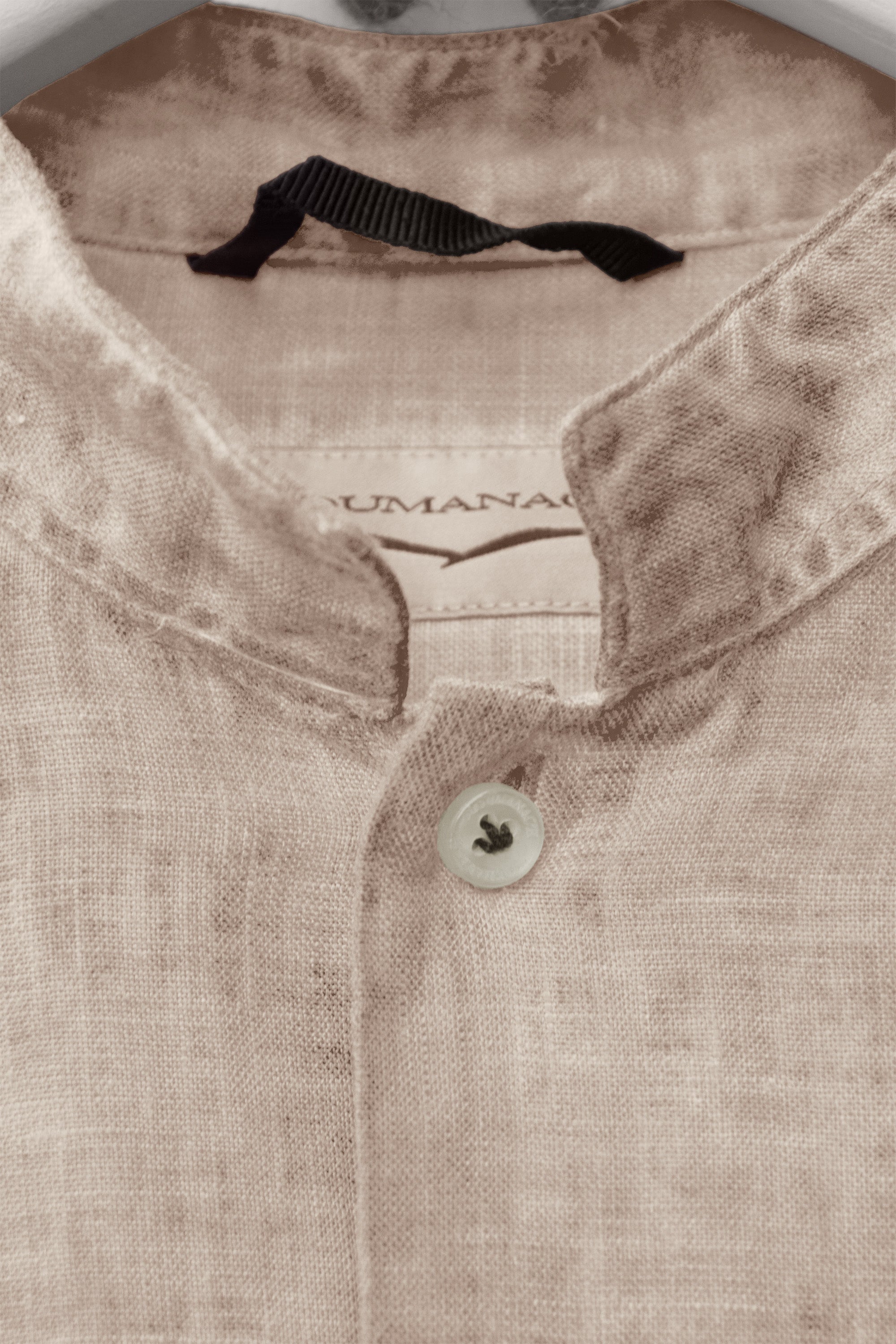 Banded Collar Linen Shirt - Harbor
