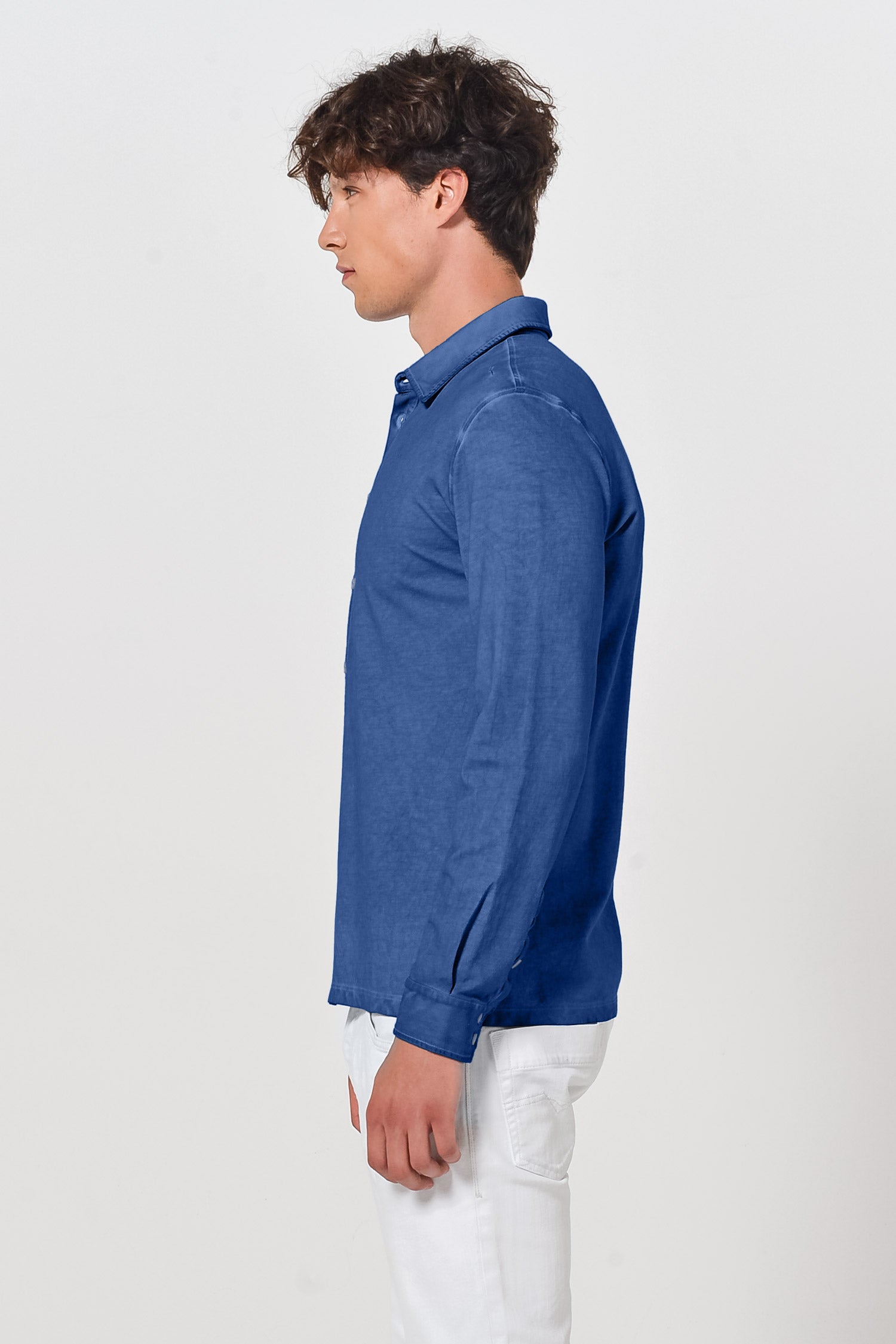Cotton Pique Shirt - Pacific
