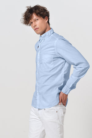 Button Down Poplin Shirt - Azzurro