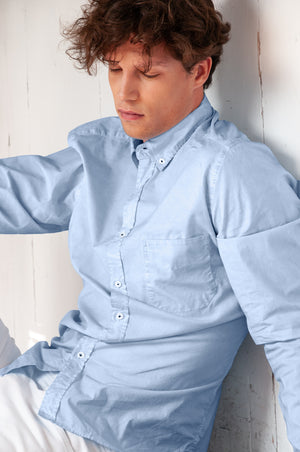 Button Down Poplin Shirt - Azzurro