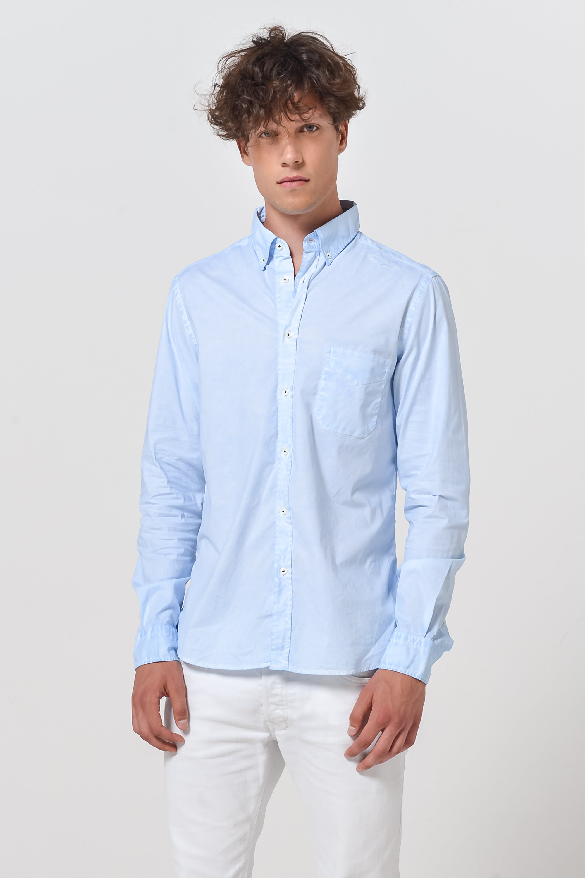 Button Down Poplin Shirt - Cielo