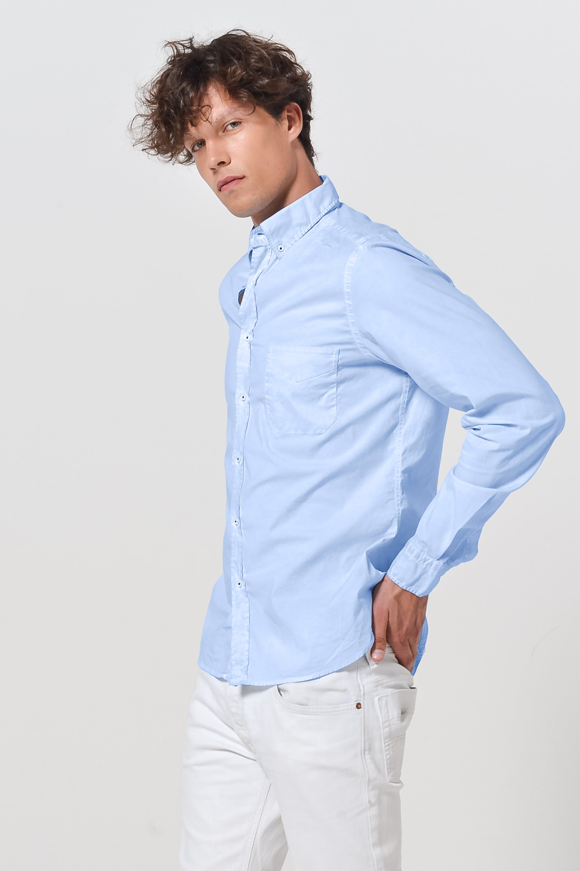 Camicia Poplin Button Down - Cielo