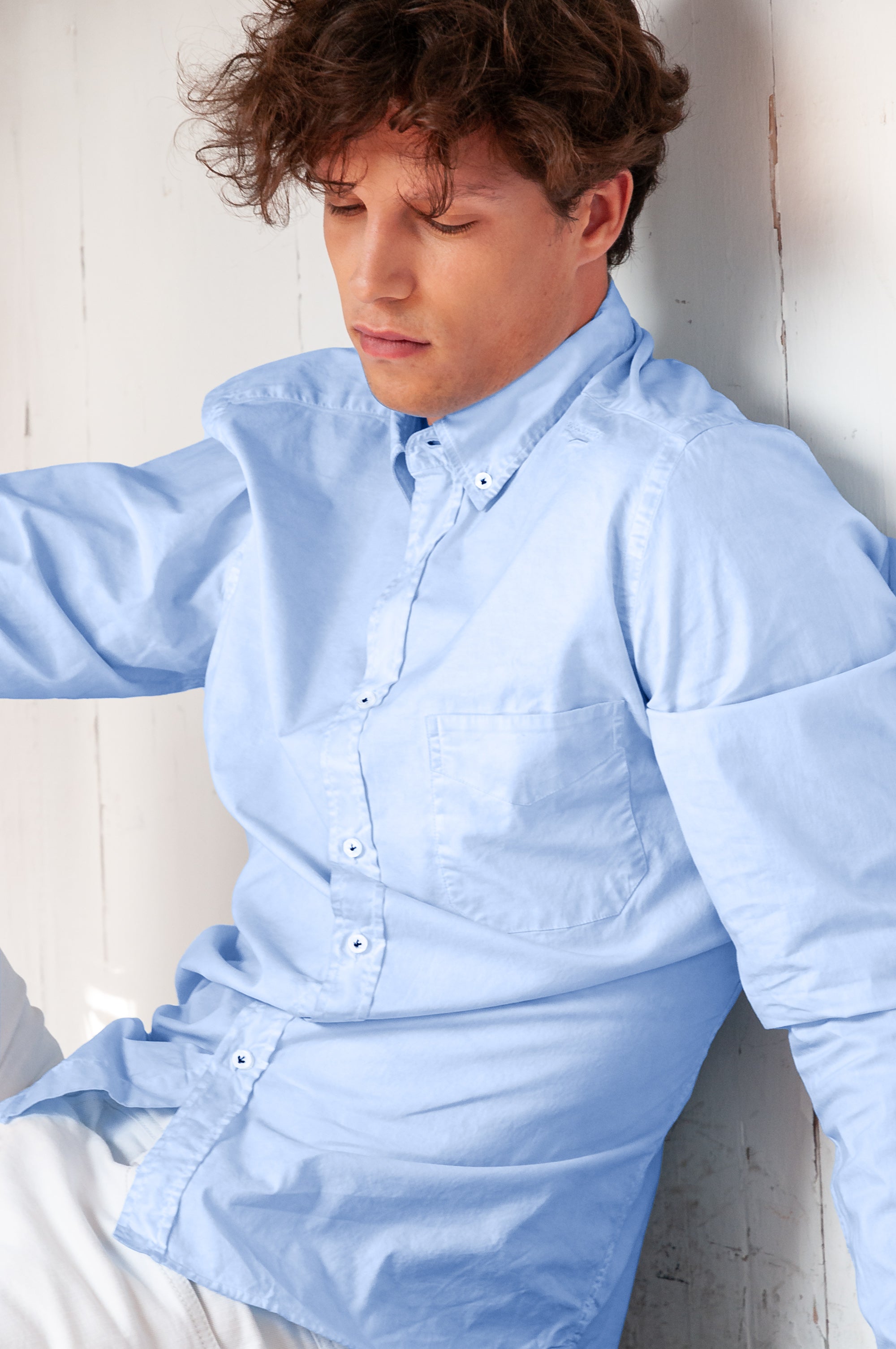 Camicia Poplin Button Down - Cielo