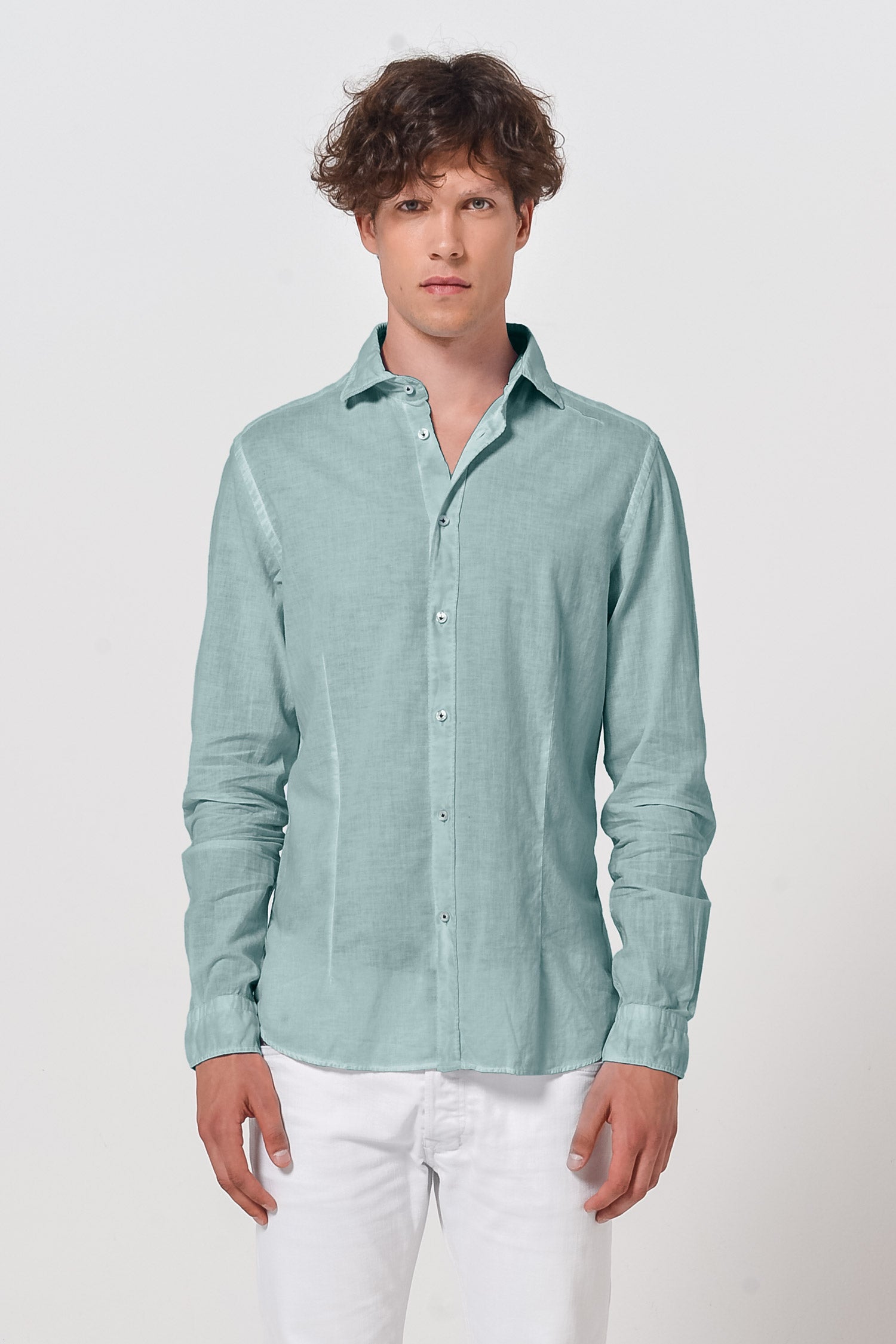 Slim Fit Voile Shirt - Shark