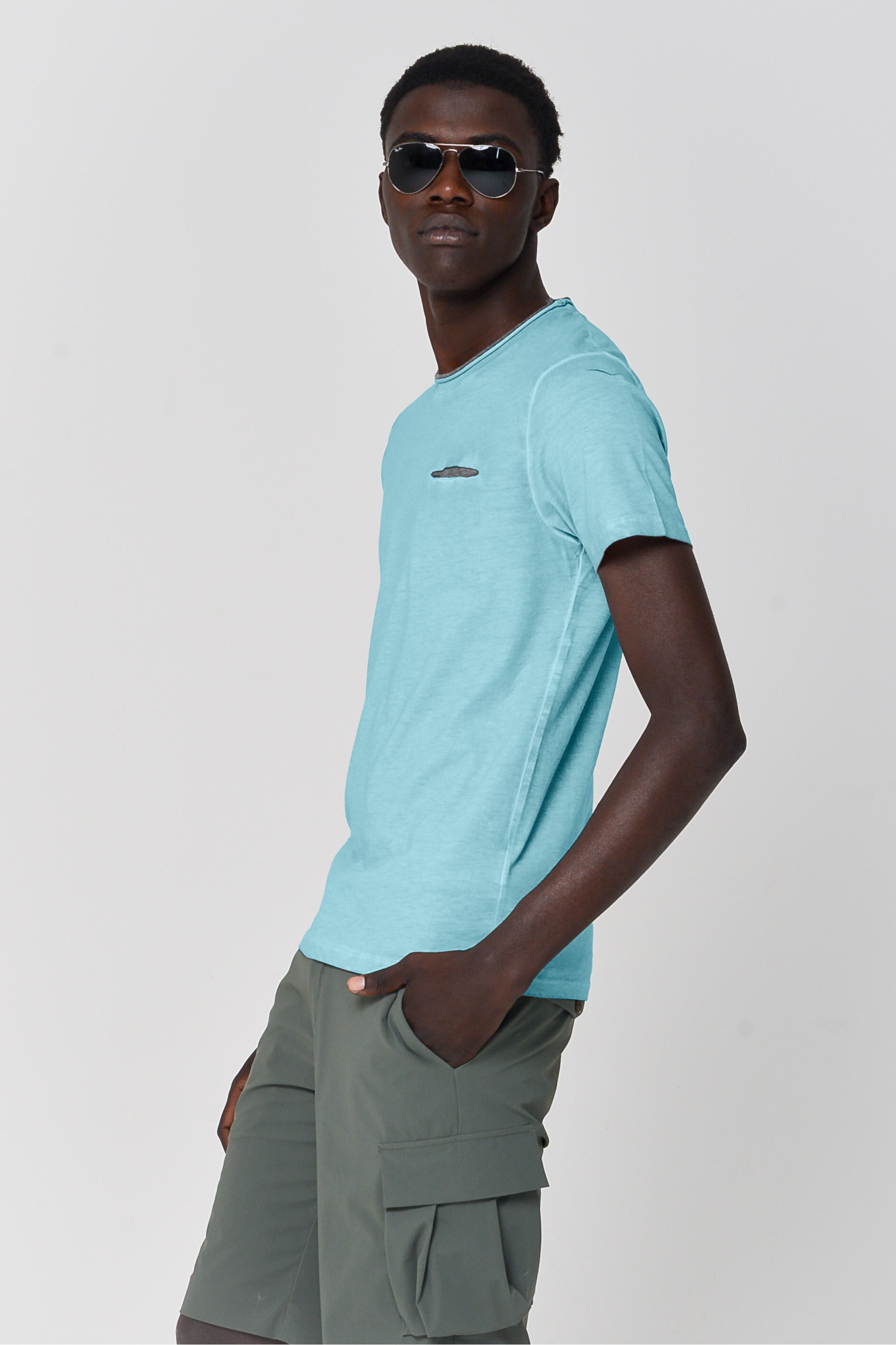 T-Shirt Taschino Intarsio - Acqua