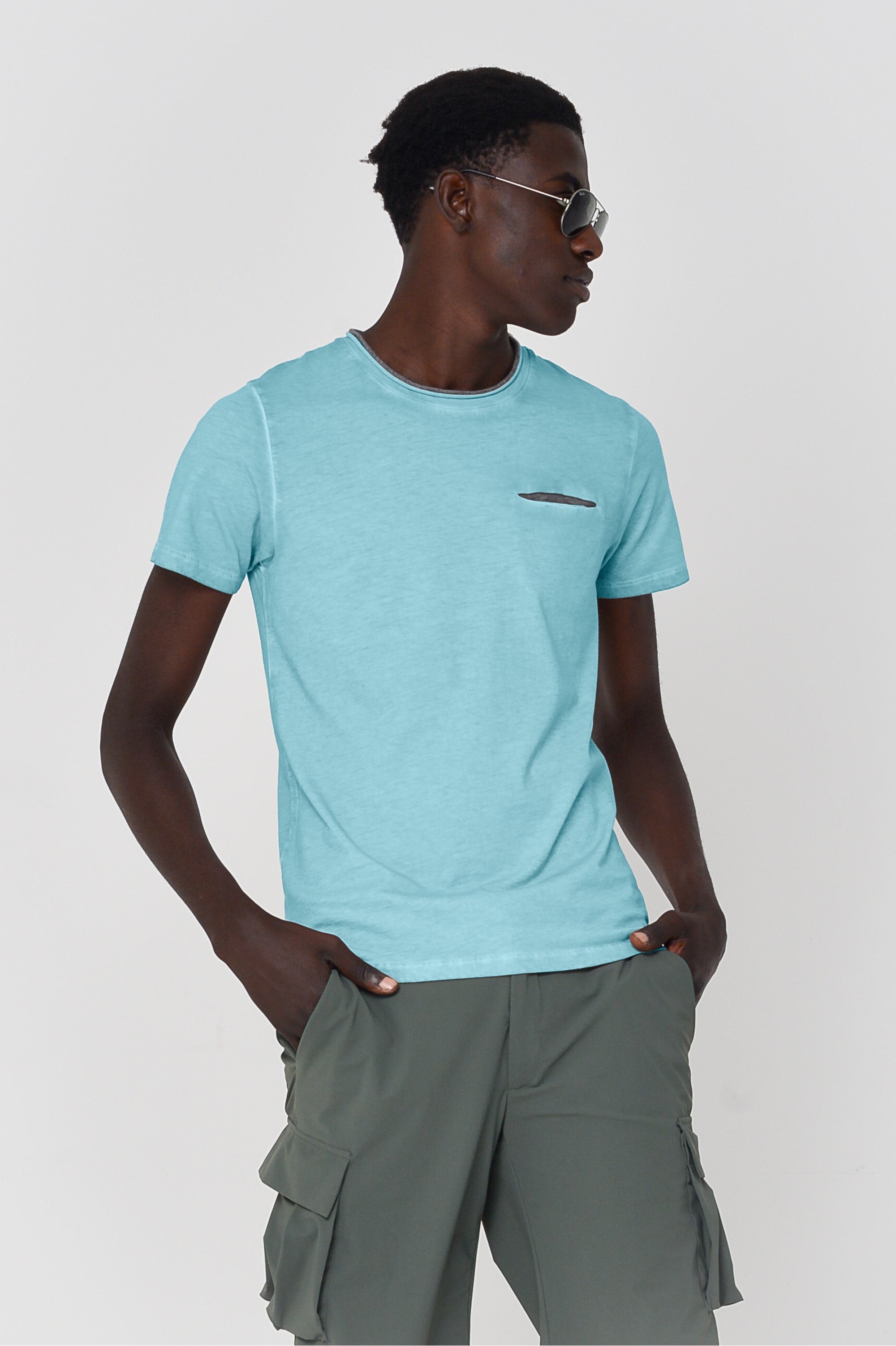 T-Shirt Taschino Intarsio - Acqua