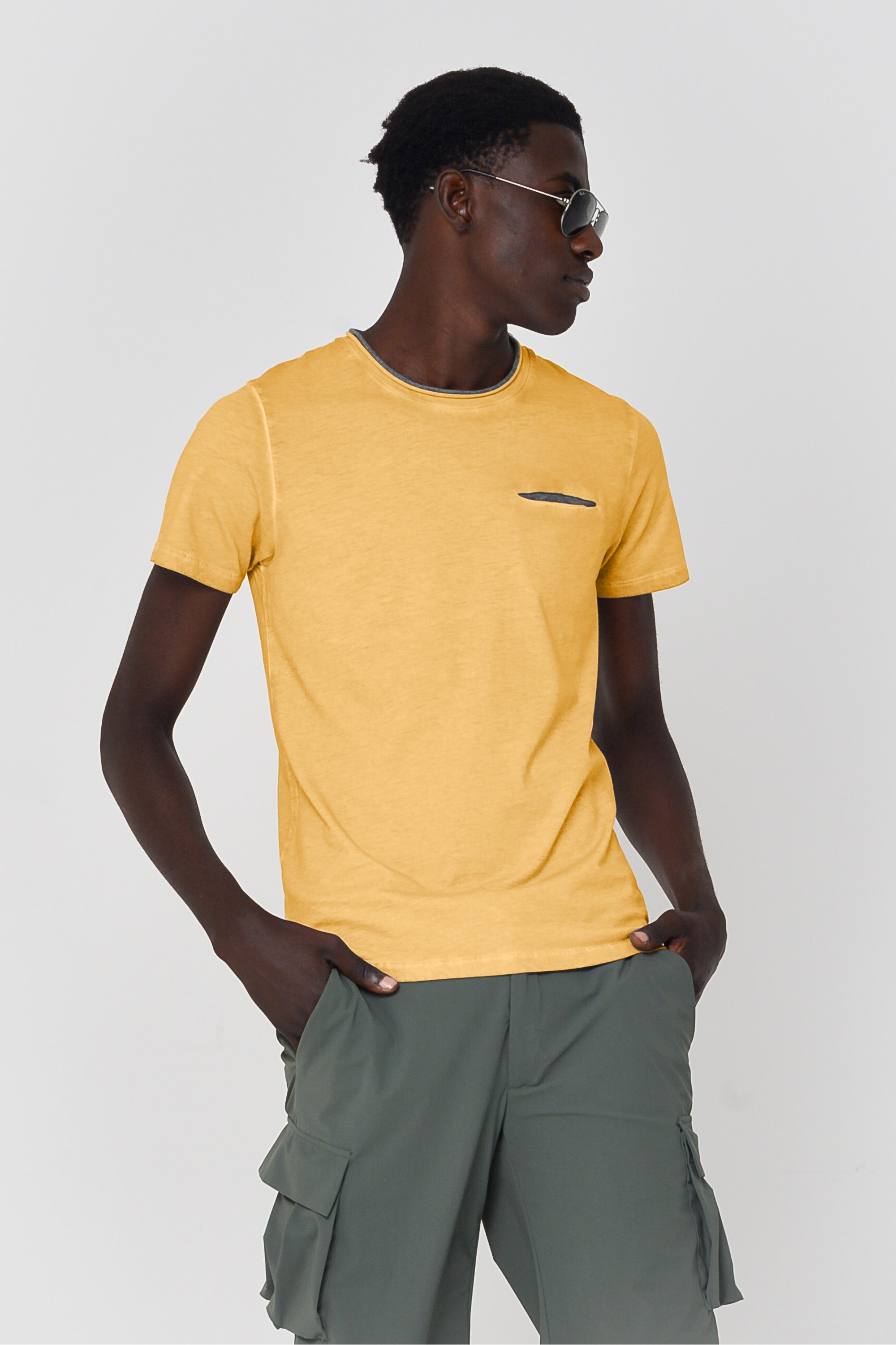 Contrast Detail T-Shirt - Melone