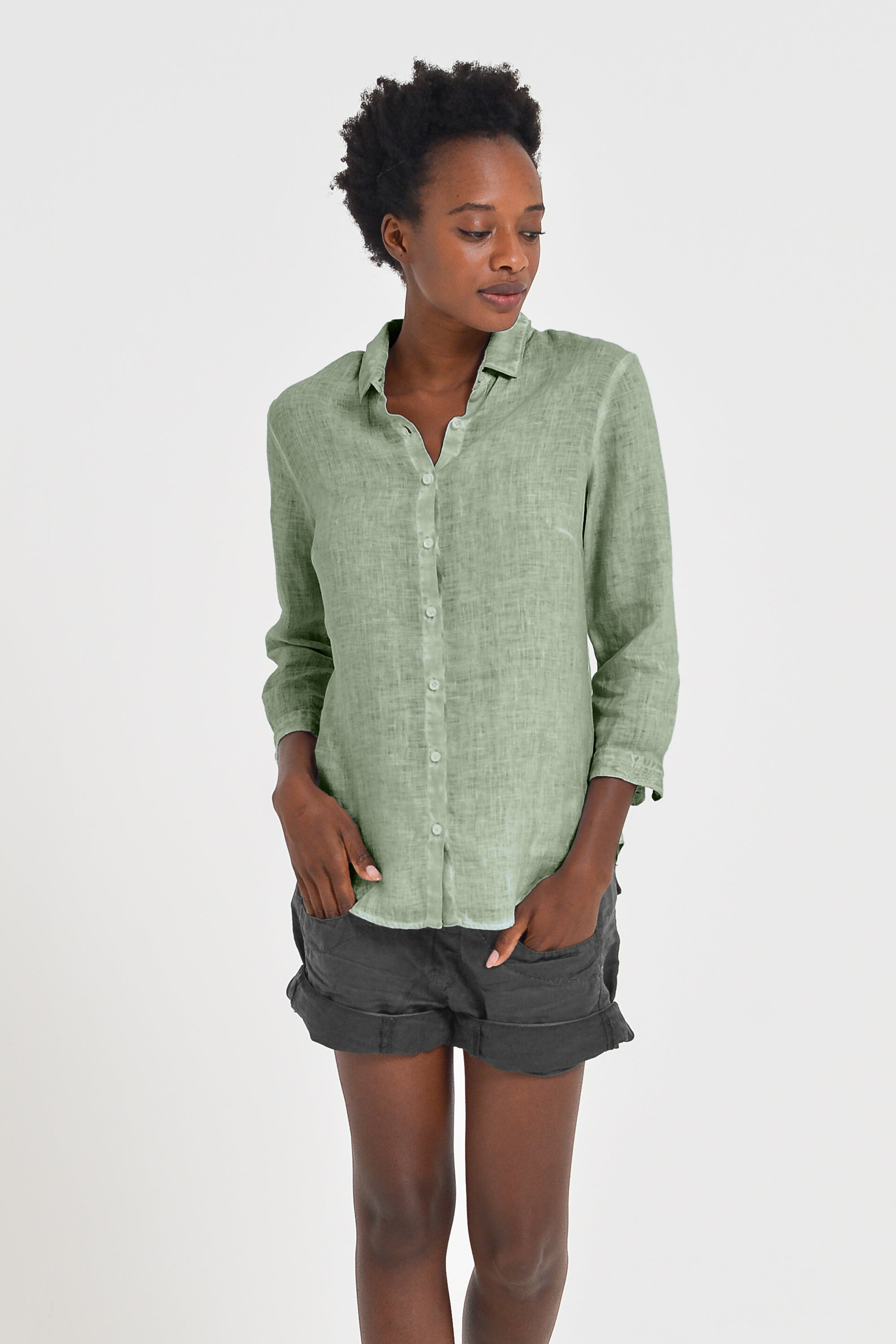Valerie Shirt in Linen - Palm