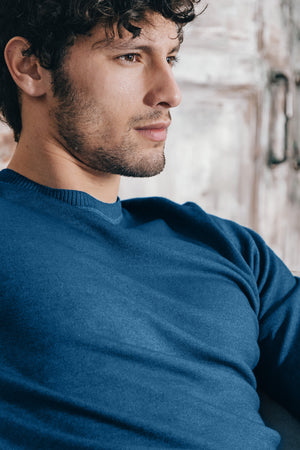Gills Extra Fine Merino Crewneck Sweater - Lake