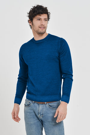 Gills Extra Fine Merino Crewneck Sweater - Royal