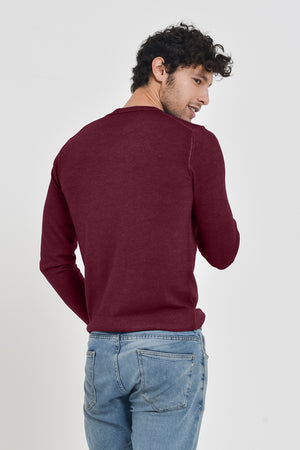 Gills Extra Fine Merino Crewneck Sweater - Bordeaux