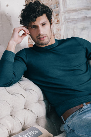 Gills Extra Fine Merino Crewneck Sweater - Hurricane