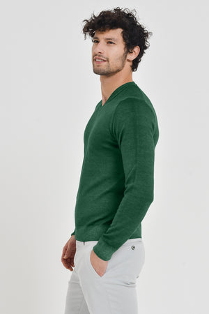 Wick - Extrafine Merino Wool V-Neck Sweater - Bottiglia