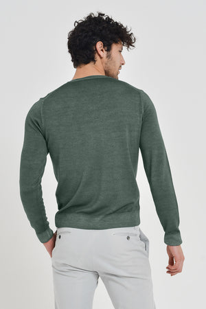 Wick - Extrafine Merino Wool V-Neck Sweater - Sage