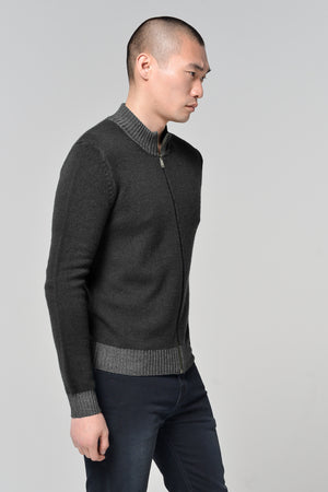 Tanar Basalt Cashmere Blend Full Zip Sweater