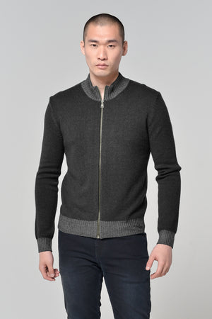 Tanar Basalt Cashmere Blend Full Zip Sweater