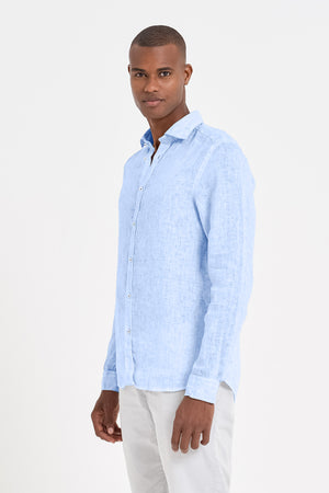 Camicia Lino Relaxed Fit - Cielo