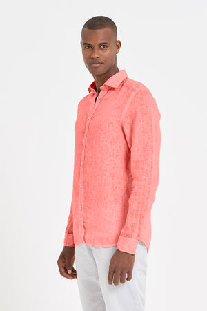 Relaxed Fit Linen Shirt - Hibiscus