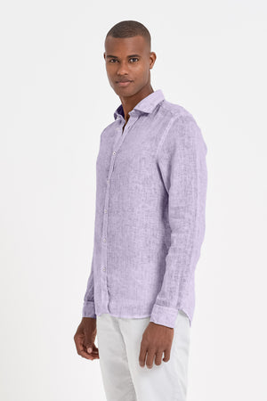 Relaxed Fit Linen Shirt - Mauve