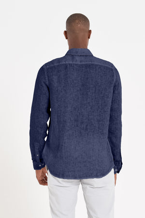 Camicia Lino Relaxed Fit - Navy