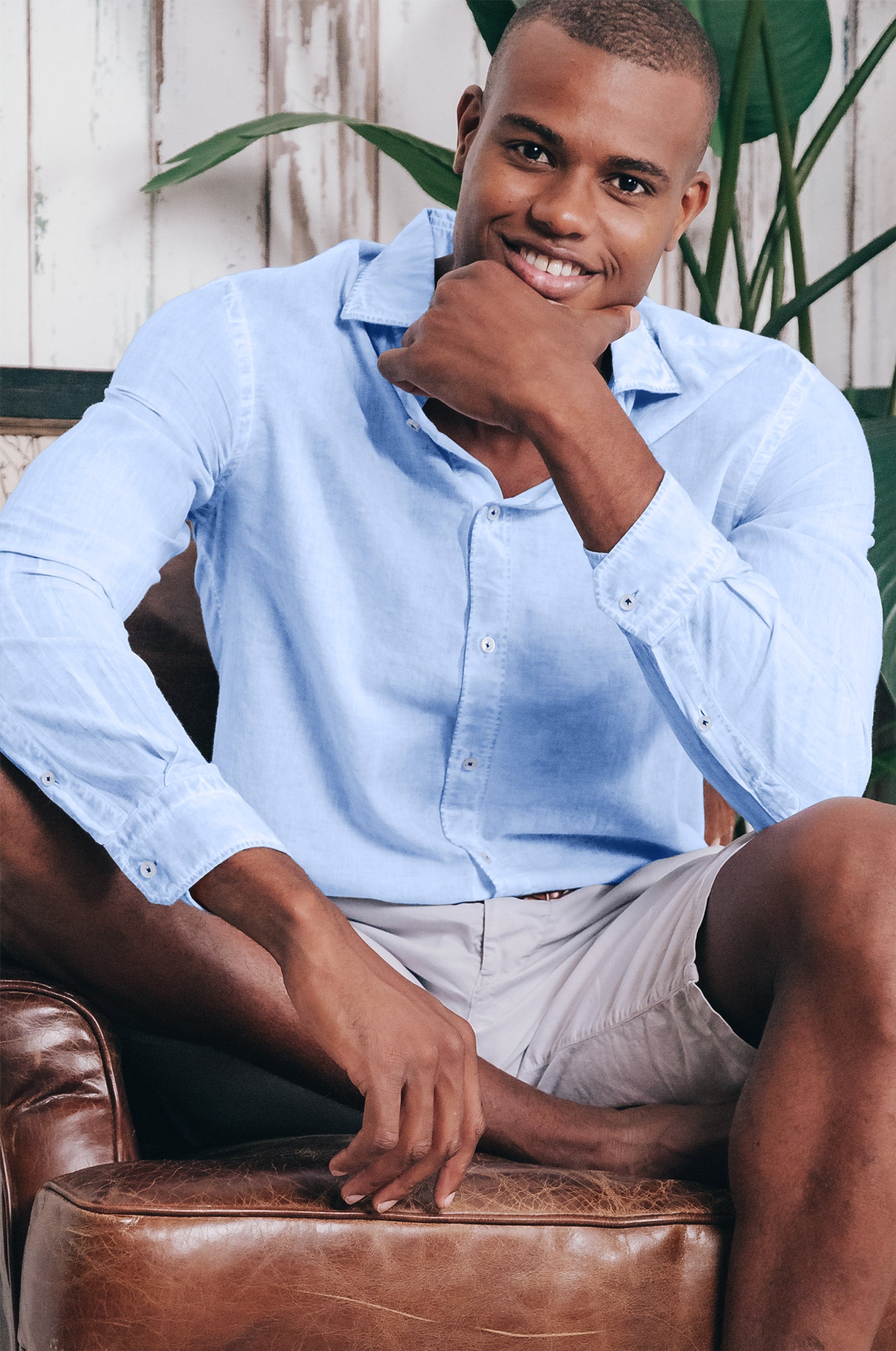 Relaxed Fit Cotton Voile Shirt - Cielo