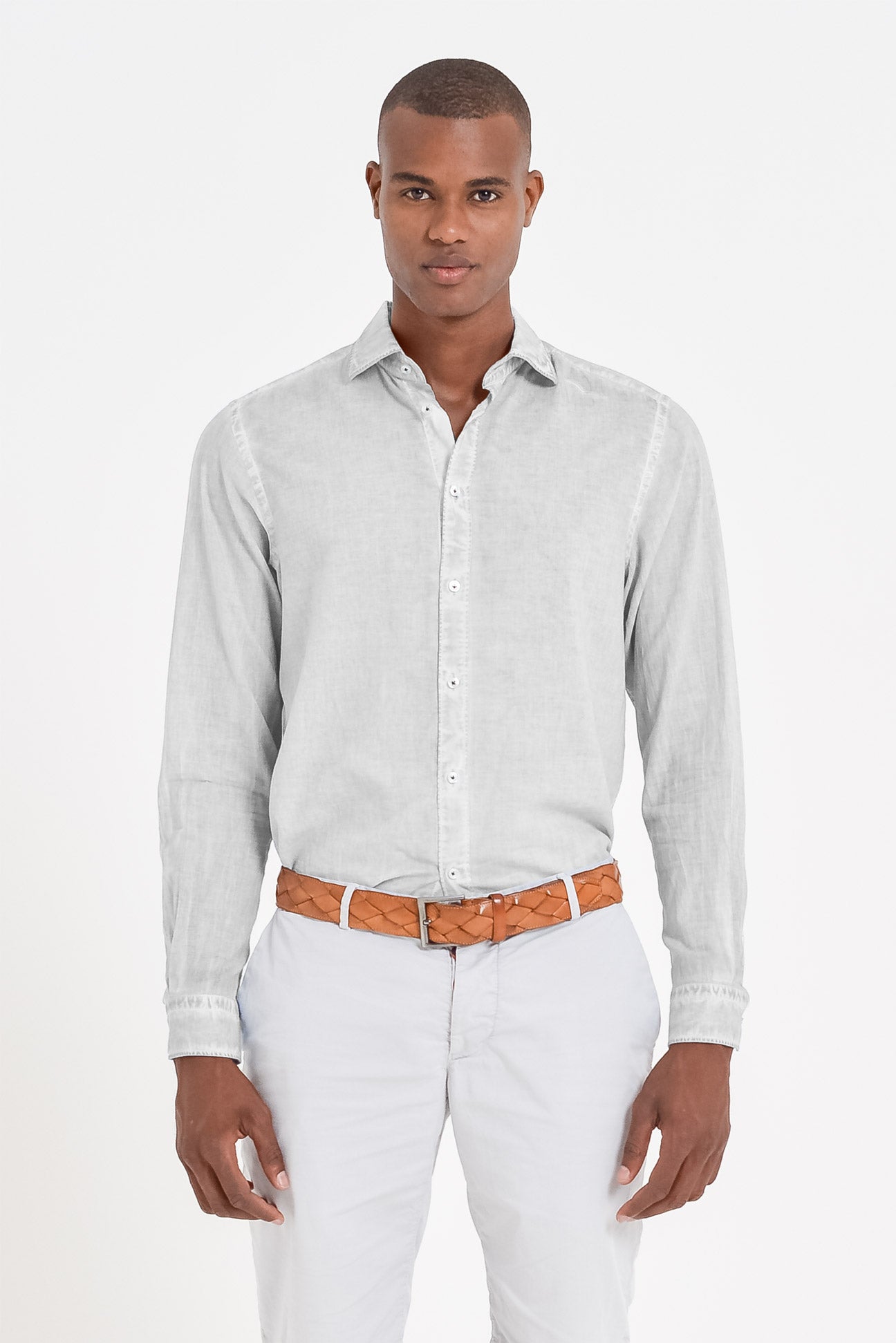 Relaxed Fit Cotton Voile Shirt - Marmo