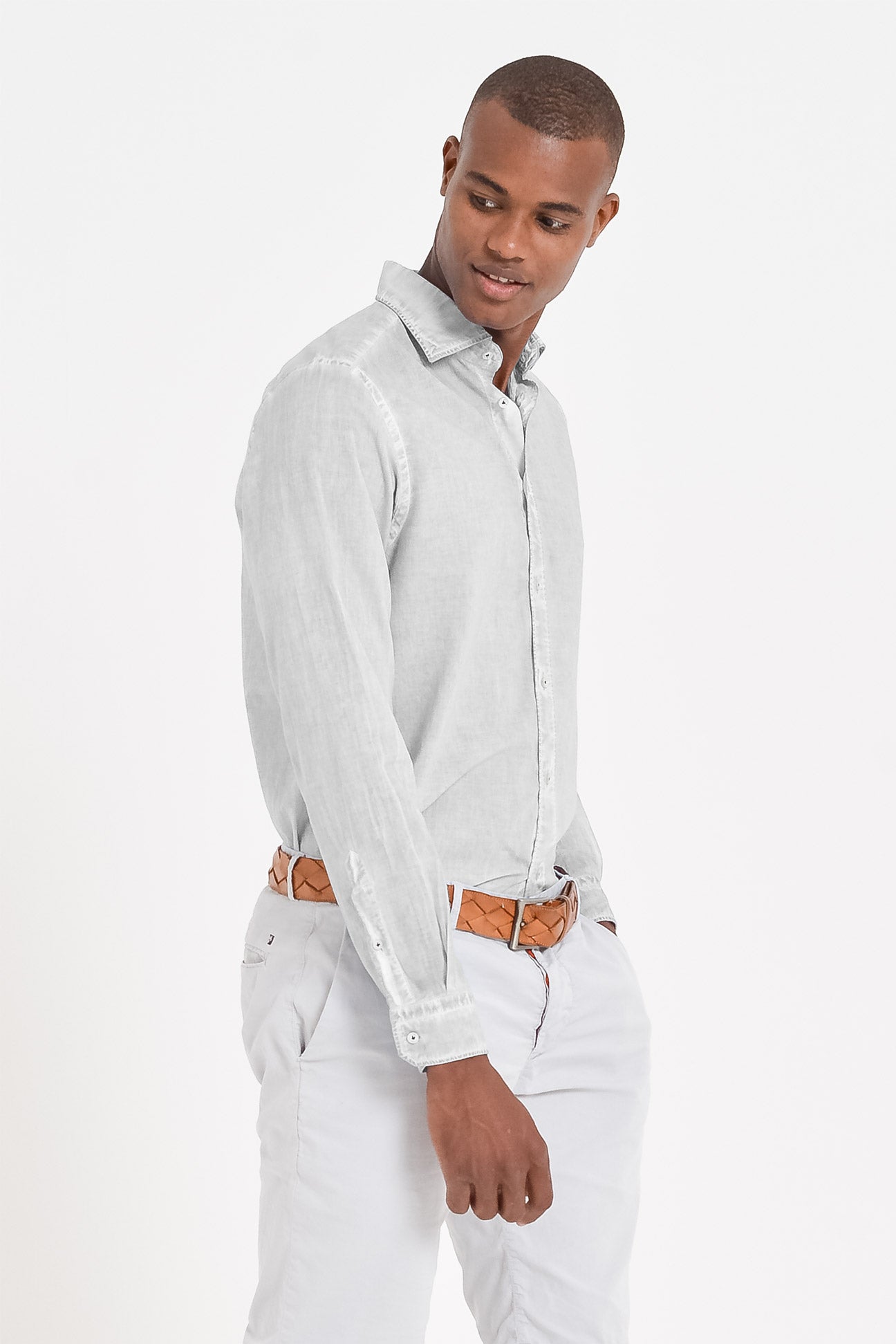Relaxed Fit Cotton Voile Shirt - Marmo