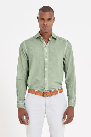 Relaxed Fit Cotton Voile Shirt - Palm