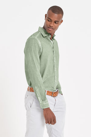 Relaxed Fit Cotton Voile Shirt - Palm
