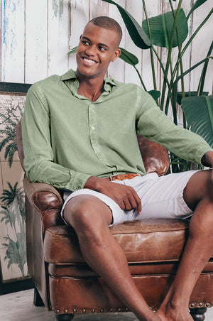 Relaxed Fit Cotton Voile Shirt - Palm