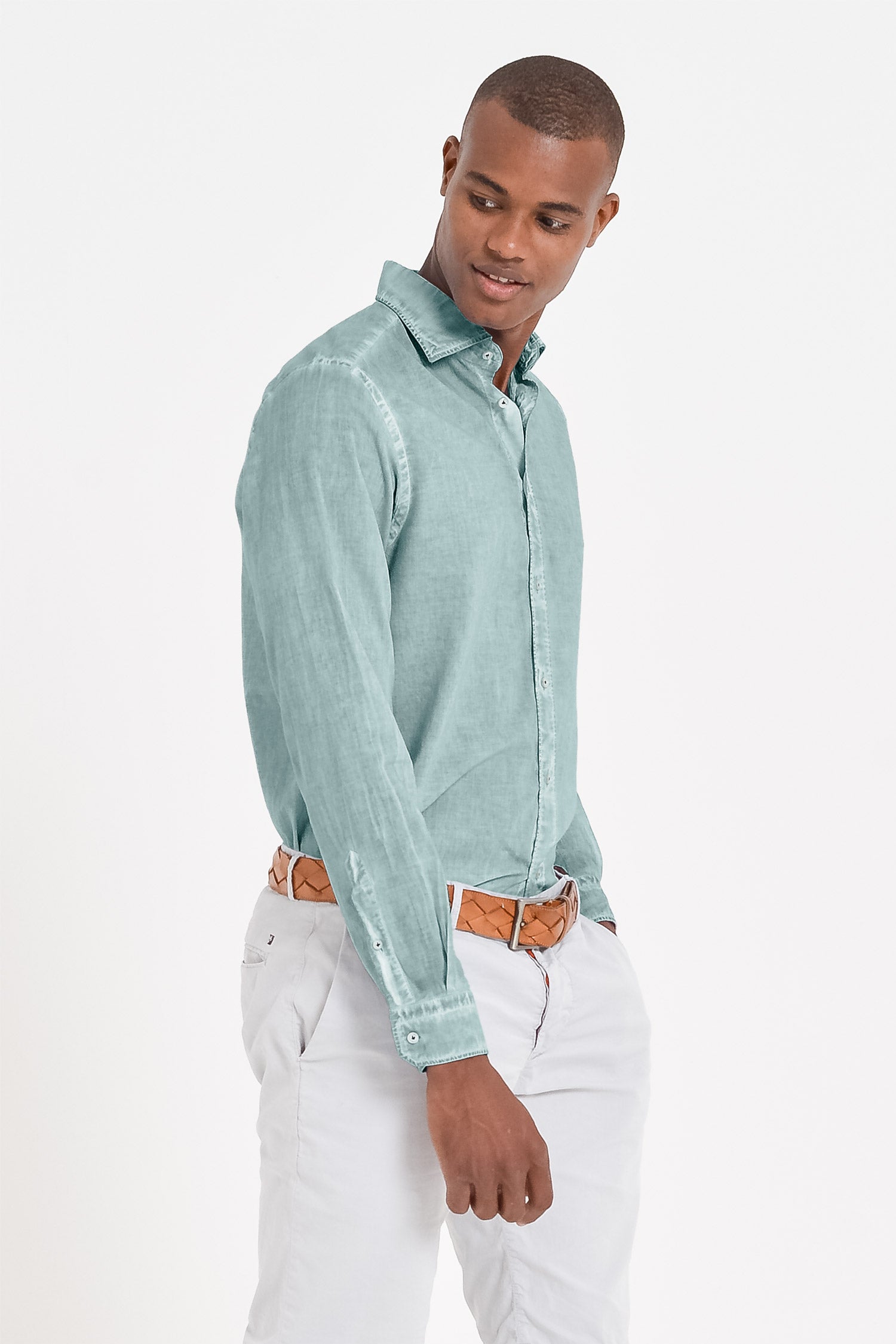 Relaxed Fit Cotton Voile Shirt - Shark