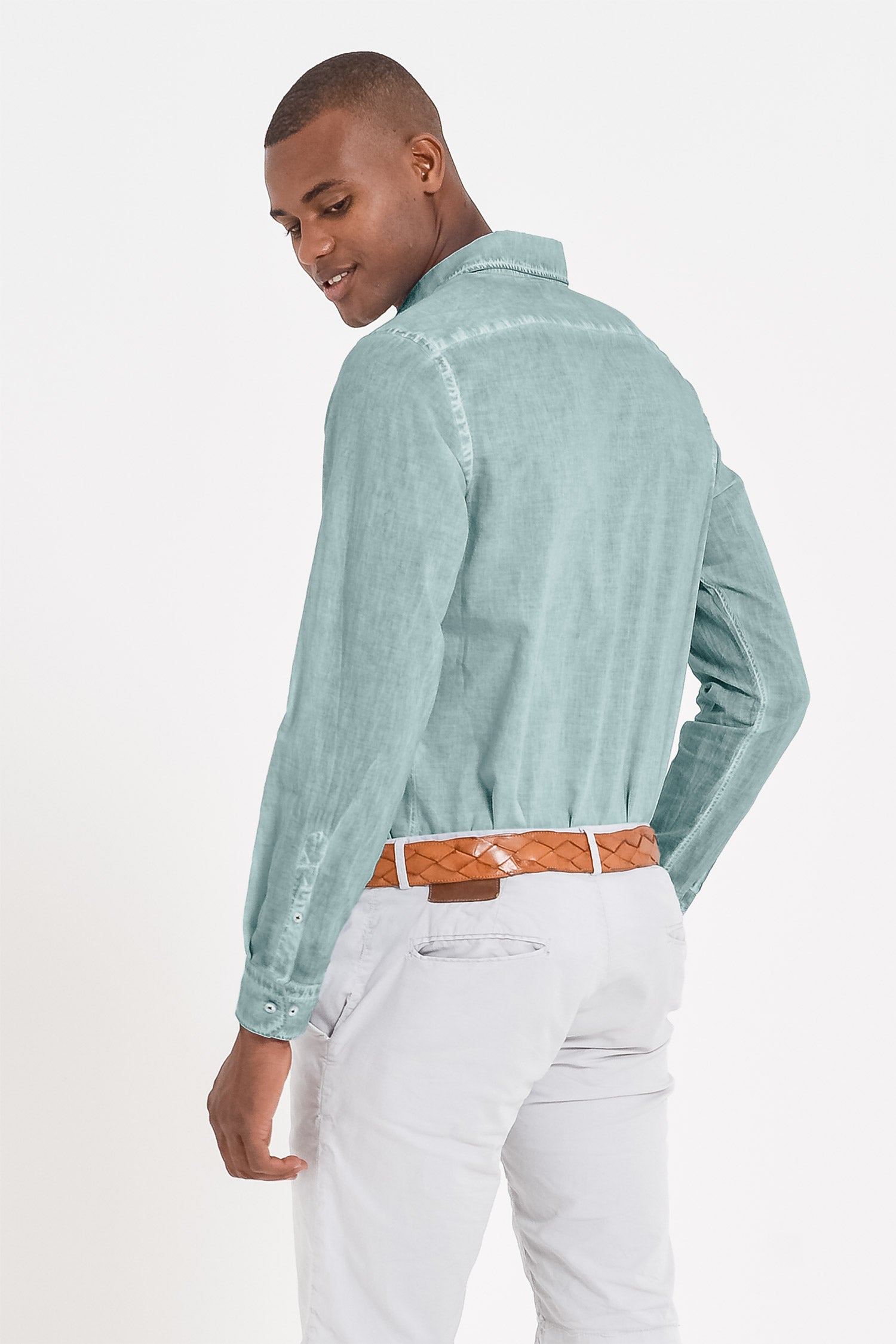 Relaxed Fit Cotton Voile Shirt - Shark