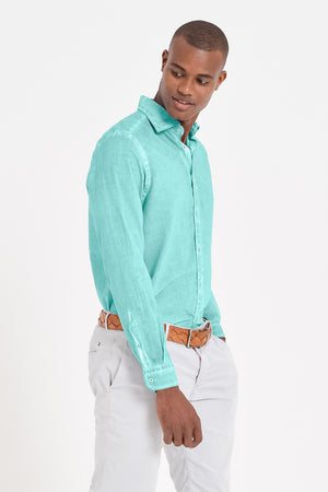 Relaxed Fit Cotton Voile Shirt - Water
