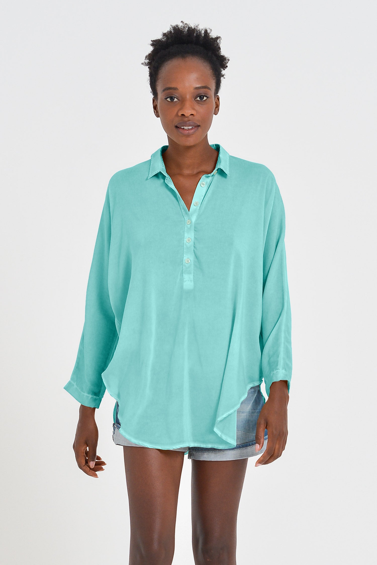 Kimono Polo Shirt - Water