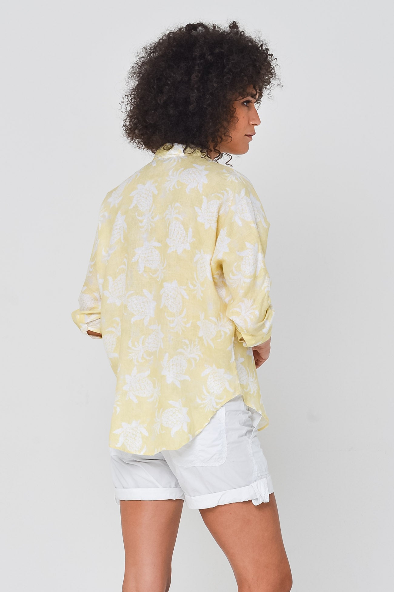 Ollie Blouse in Pineapple Print Linen - Samoa